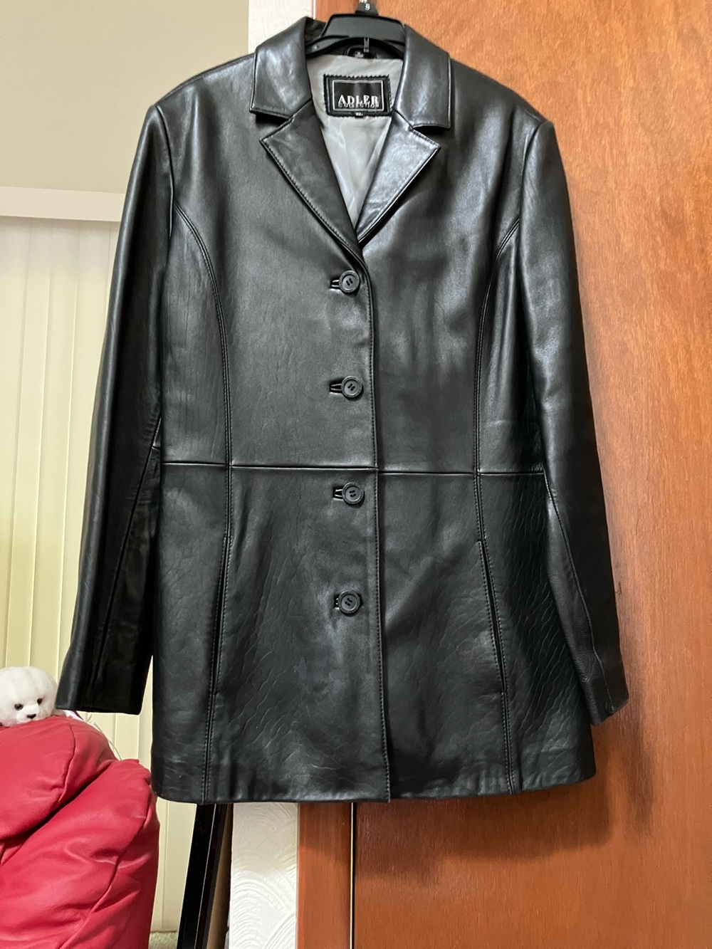 Adler Women's Black Leather Button-Front Jacket